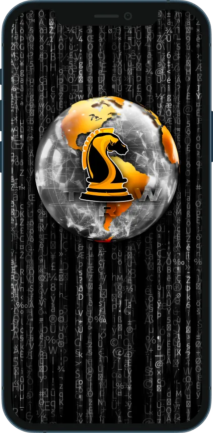 Apple iPhone with The Real World logo on screen